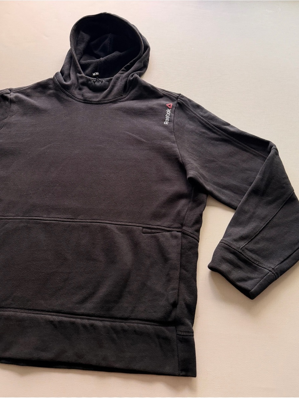 Reebok Black Hooded Pullover Sweatshirt with Subtle Logo